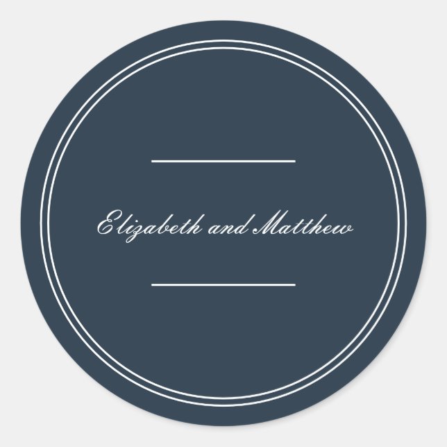 Classic and Simple Elegant Wedding Round Sticker (Front)