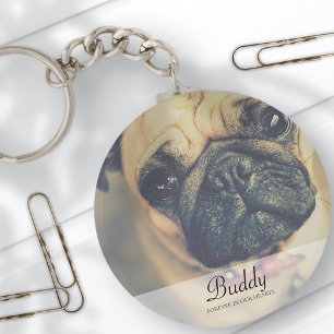 Classic and Simple Pet Photo Memorial Key Ring