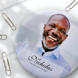 Classic and Simple Photo Memorial 6 Cm Round Badge<br><div class="desc">This simple and classic design is composed of serif and cursive script typography and add a custom photo.</div>