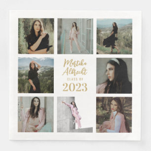 Classic and Simple White Photo Graduation Napkin