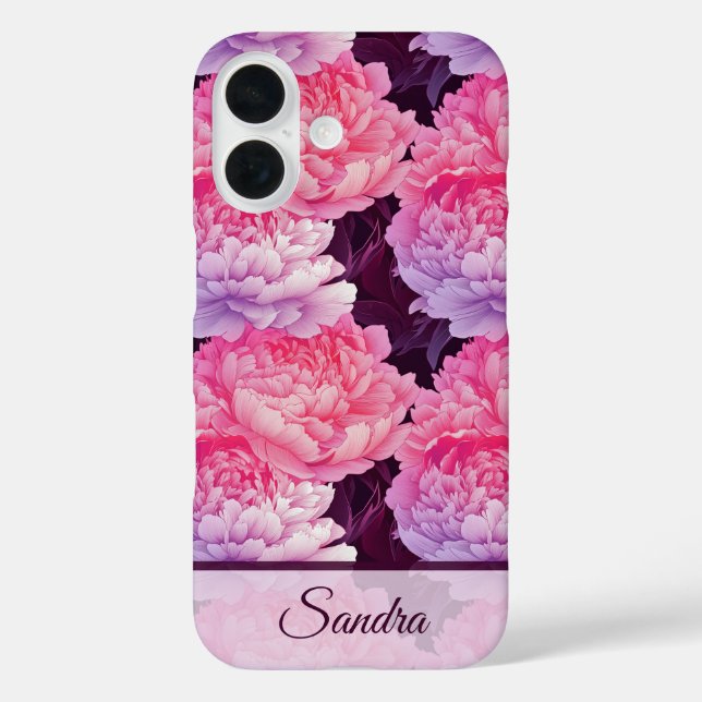 Classic Anniversary Gift Peony Flower Name Case-Mate iPhone Case (Back)