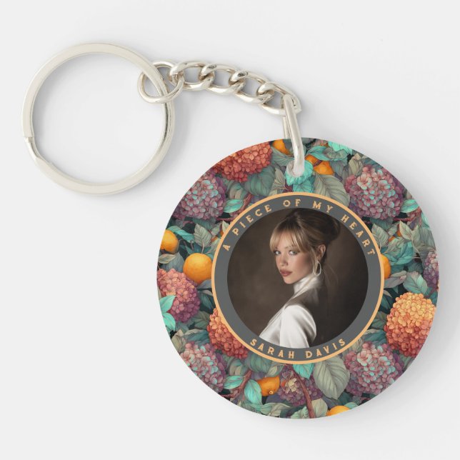 Classic Anniversary Gifts For Dad Custom Hydrangea Key Ring (Front)