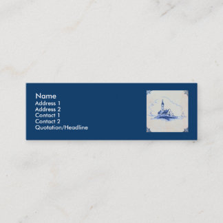 Classic Antiquarian Delft Blue Tile - Church Mini Business Card