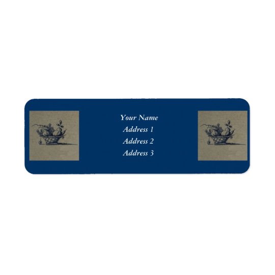 Classic Antiquarian Delft Blue Tile - Fruit Basket Return Address Label