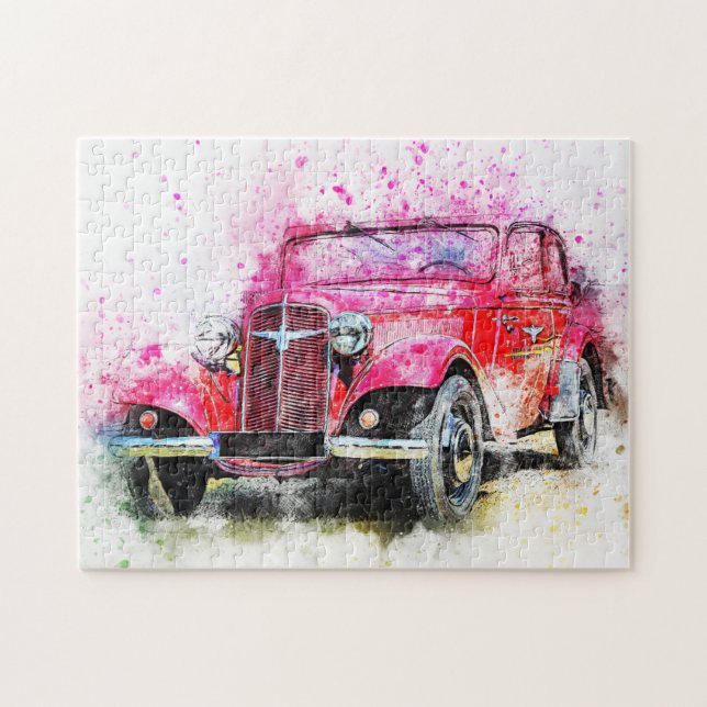 Classic Antique Car Painting | Cool Jigsaw Puzzle (Horizontal)
