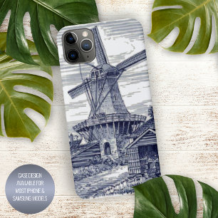 Classic Antique Delft Blue Dutch Windmill iPhone 16 Pro Max Case