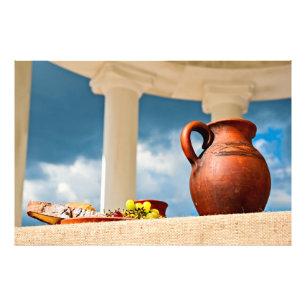 Classic antique still-life with a pitcher photo print