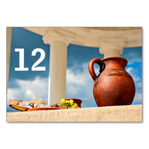 Classic antique still-life with a pitcher table number