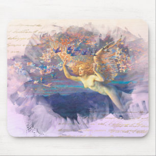 *~* Classic AP14 Angel Woman Birds Gold Ephemera Mouse Pad