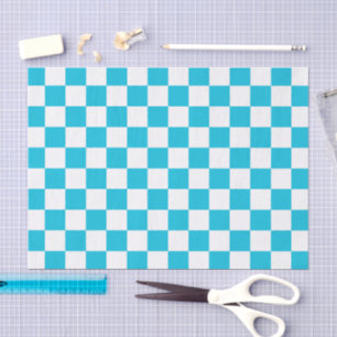 Classic aqua blue checkerboard tissue paper