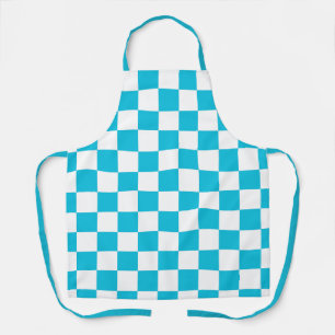 Classic aqua blue chequerboard apron