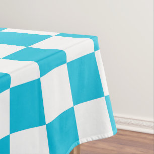 Classic aqua blue chequerboard tablecloth