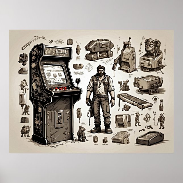 Classic Arcade Retro Games Poster (Front)