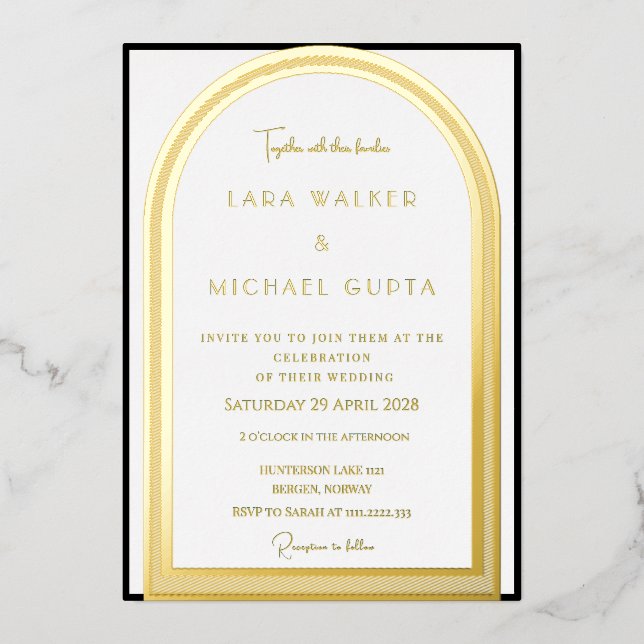 Classic Arch Foil Wedding Invitation (Border) (Front)