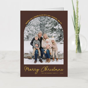 Classic Arch Merry Christmas Photo Card Brown