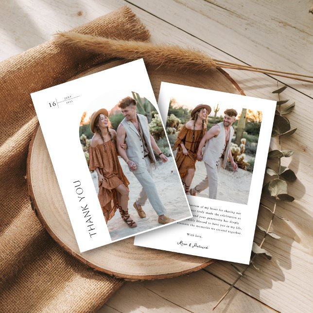 Classic Arch Photo Boho Wedding Couples Shower Thank You Card (Creator Uploaded)