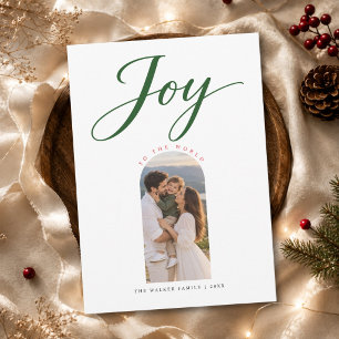 Classic Arch Two Christmas photo Joy To The World Holiday Card