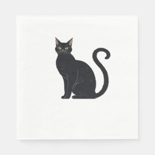 Classic Arched Back Cat – Vintage Halloween Silhou Napkin