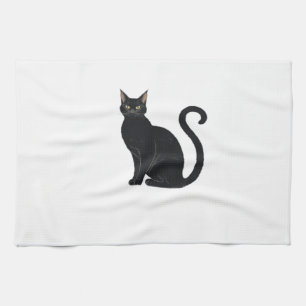 Classic Arched Back Cat – Vintage Halloween Silhou Tea Towel