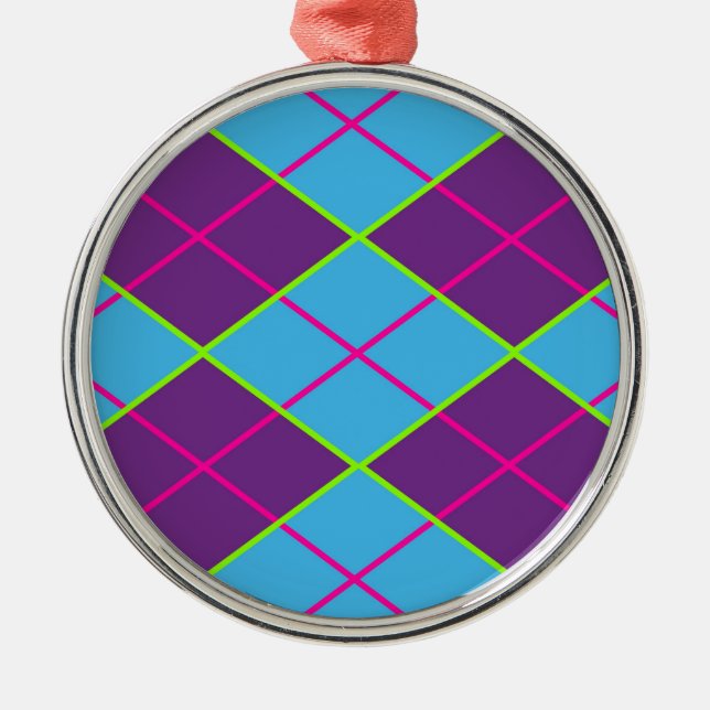 Classic Argyle Pattern Metal Ornament (Front)