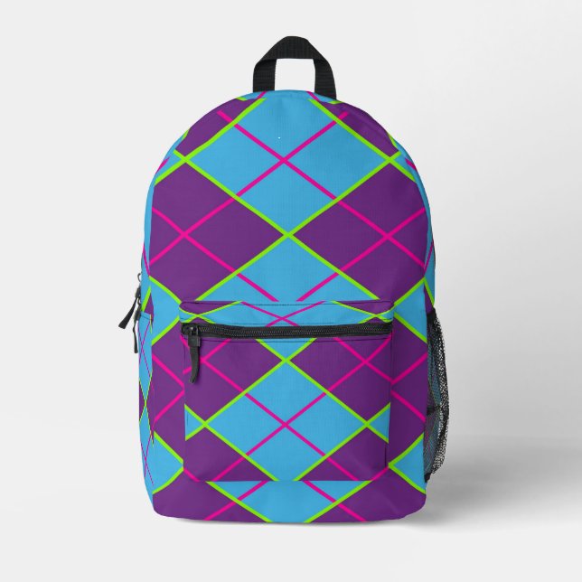 Classic Argyle Pattern Printed Backpack (Front)