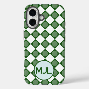 Classic Argyle Pattern with Custom Monogram iPhone 16 Case