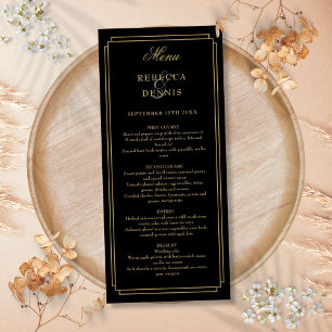 Classic Art Deco Black And Gold Wedding Menu