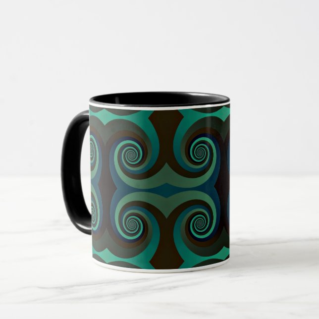 Classic art deco black and green mug (Front Left)