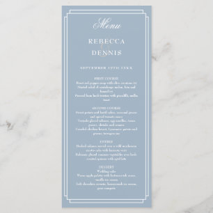 Classic Art Deco Dusty Blue Wedding Menu
