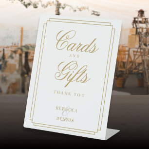 Classic Art Deco Elegant Gold Cards And Gifts Pedestal Sign