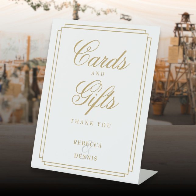 Classic Art Deco Elegant Gold Cards And Gifts Pedestal Sign (Classic Art Deco Elegant Gold Cards And Gifts Pedestal Sign)