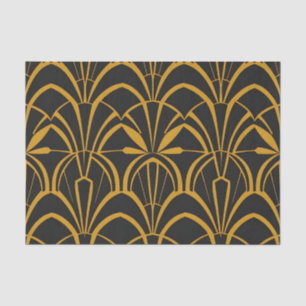 Classic Art Deco Fan Pattern Black Gold Roaring Tissue Paper