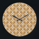 Classic art deco: geometric pattern. large clock<br><div class="desc">Classic art deco seamless pattern. Geometric stylish ornament. Vintage antique texture. Step into the Art Deco era with a classic geometric stylish ornament. Step back in time with a classic art deco seamless decor. deco, pattern, background, abstract, illustration, texture, decor, fashion, vintage, floral, retro, line, seamless, wave, leaves, geometric, fabric,...</div>