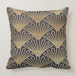 Classic Art Deco Gold Fan Design on a Cushion