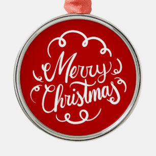Classic Art Deco Merry Christmas Typography Metal Tree Decoration