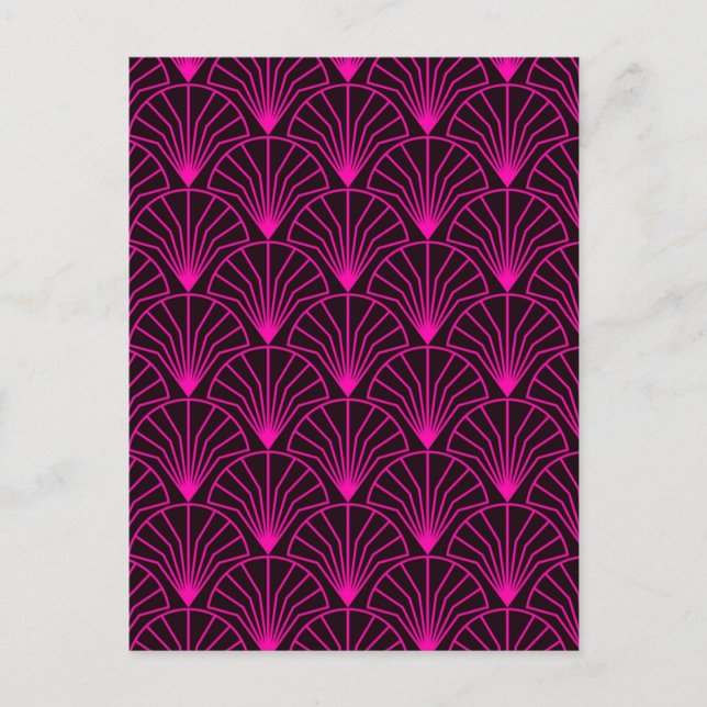 Classic Art Deco Pattern in Pink and Black Postcard (Front)