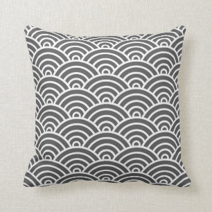 Classic Art Deco Scales in Charcoal and White Cushion