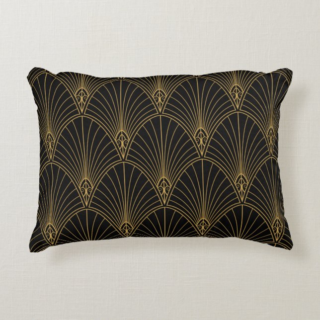 Classic Art Deco Seamless Pattern. Geometric Styli Decorative Cushion (Front)