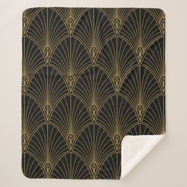 Classic Art Deco Seamless Pattern. Geometric Styli Sherpa Blanket (Front)