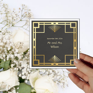 Classic Art Deco Vintage Wedding Dinner Cocktail Napkin