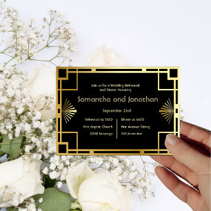 Classic Art Deco Vintage Wedding Rehearsal  Invitation