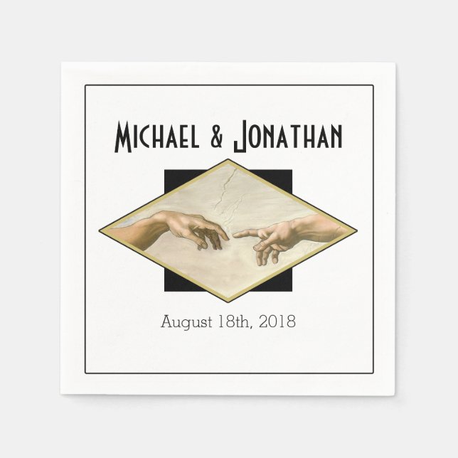 Classic Art Gay Wedding Napkin (Front)