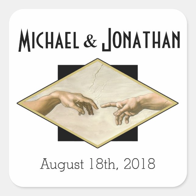 Classic Art Gay Wedding Square Sticker (Front)