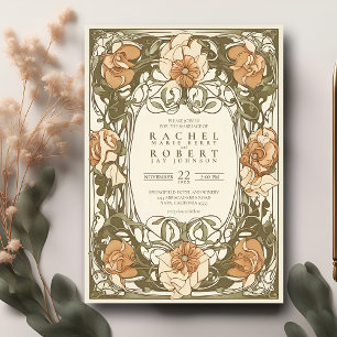 Classic Art Nouveau Floral Wedding Invitation