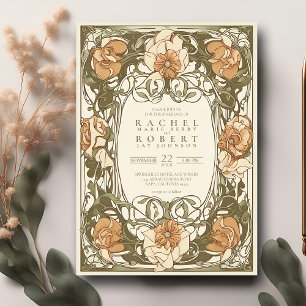 Classic Art Nouveau Floral Wedding Invitation