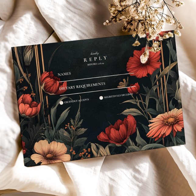 Classic Art Nouveau Floral Wedding RSVP Card (Creator Uploaded)