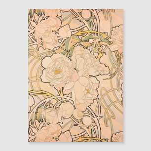 Classic Art Nouveau Peony Garden Pattern by Mucha