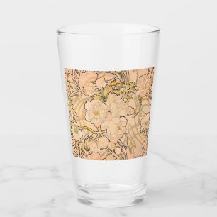 Classic Art Nouveau Peony Garden Pattern by Mucha Glass