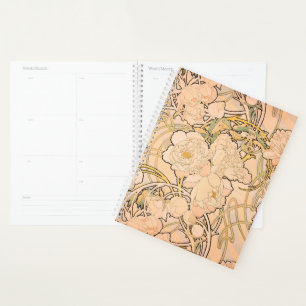 Classic Art Nouveau Peony Garden Pattern by Mucha Planner
