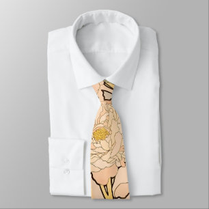 Classic Art Nouveau Peony Garden Pattern by Mucha Tie